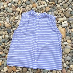 J. Crew Blue and White Striped Sleeveless Top